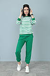 📌 Жіночий костюм демісезонний в смужку, спортивний стиль | Набір Світшот смугастий + штани (брюки) | Норма, фото 9