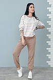 📌 Жіночий костюм демісезонний в смужку, спортивний стиль | Набір Світшот смугастий + штани (брюки) | Норма, фото 2