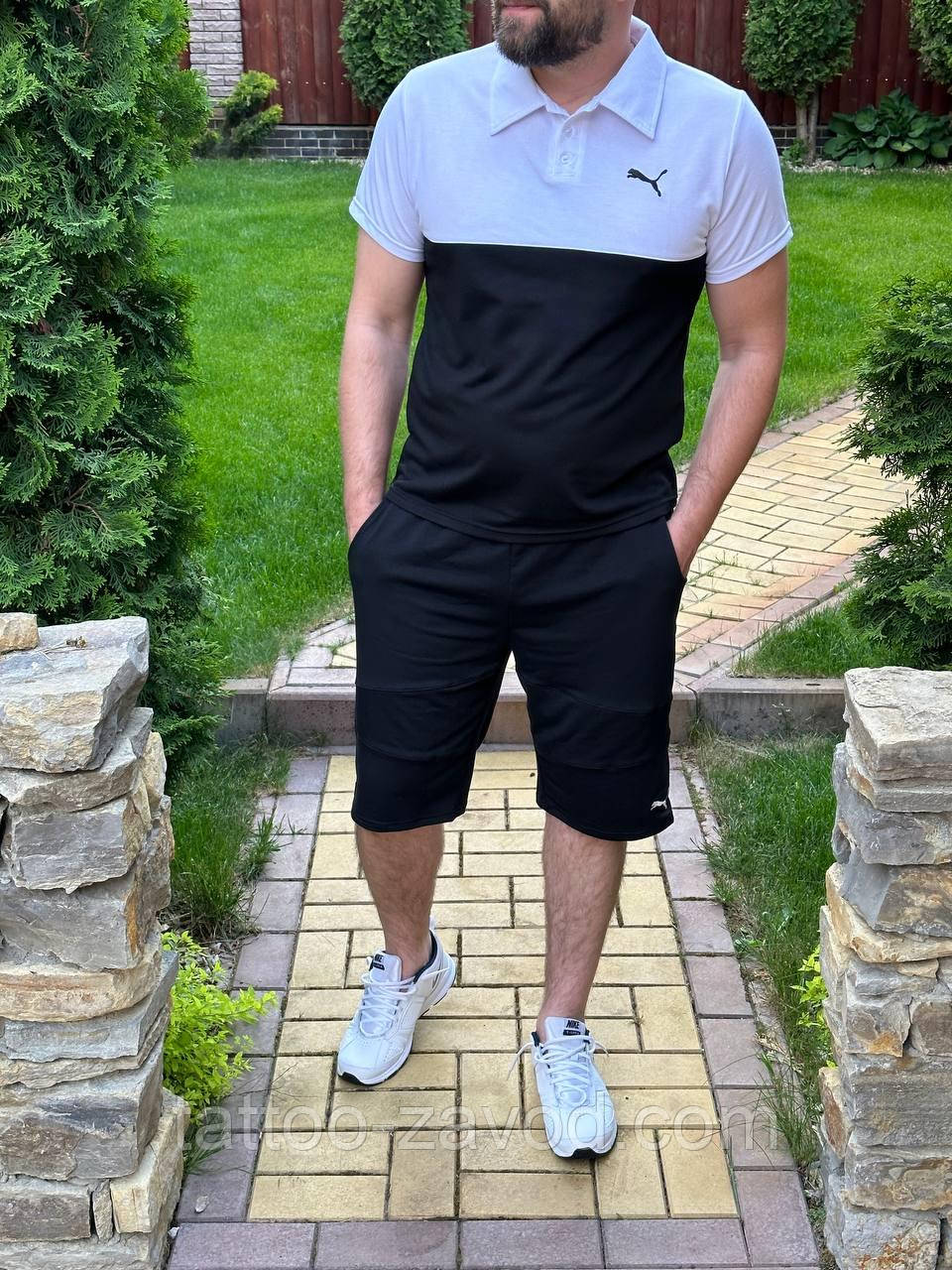 Літній чоловічий костюм футболка поло та шорти S, M, L, XL