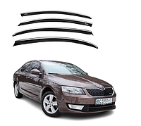 Дефлекторы на окна с Хром Молдингом Skoda Octavia A7 2013-2020 Седан