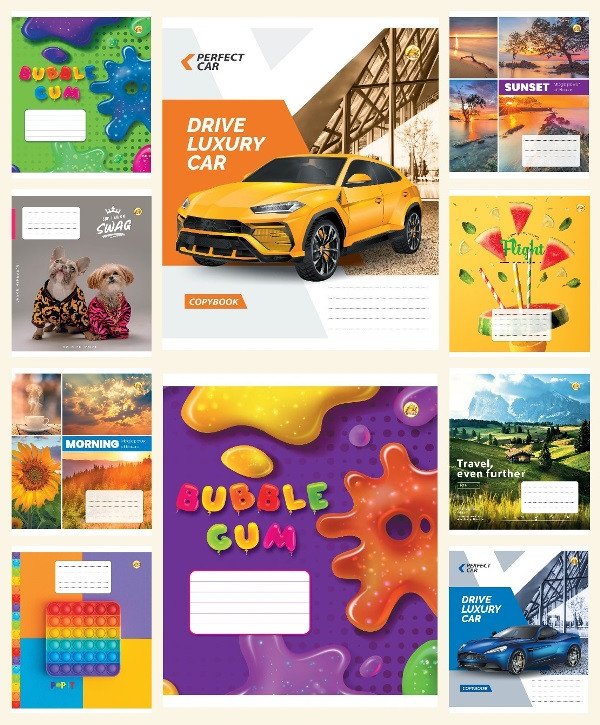 Зошит учнівський 18л. лінія тверда обкладинка, 18ЛВ3 мікс, 20шт/упак., TE22213