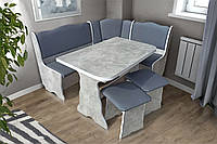 Кухонный комплект уголок + стол + 2 табурета Микс мебель Гармония Урбан лайт/серый