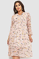 Женское платье с принтом сезон весна-осень цвет пудровый размер L-XL FG_01003