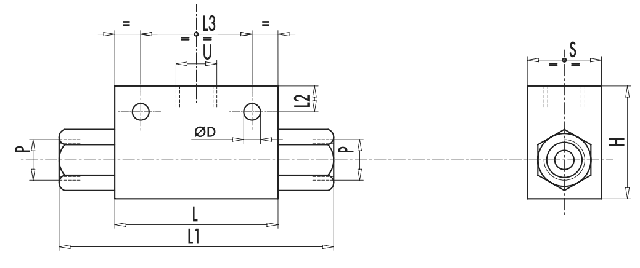 Розміри клапана VU2P 3/4"