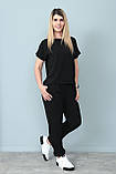 Літній Костюм зі штанами на резинці, однотонний, зручний | Набір блуза футболка + штани | Норма та Батал, фото 4
