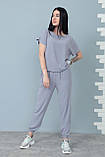 Літній Костюм зі штанами на резинці, однотонний, зручний | Набір блуза футболка + штани | Норма та Батал, фото 5