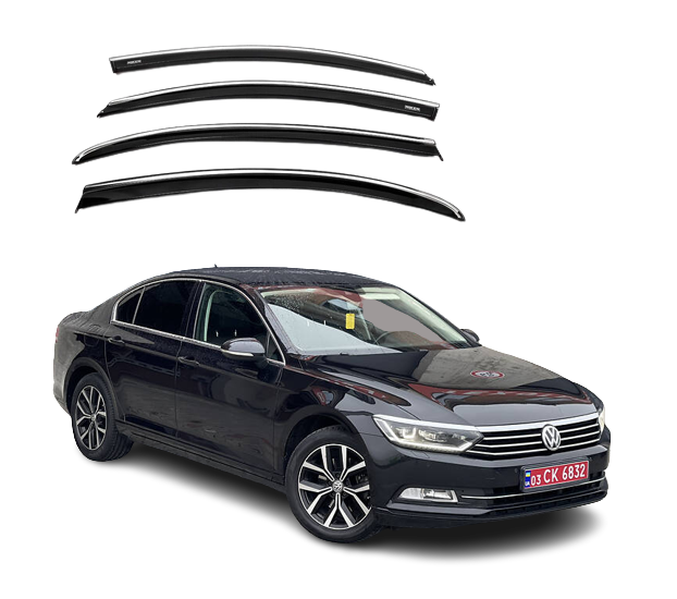 Дефлектори на вікна з хромом молдингом Volkswagen Passat B8 2014 -> Седан