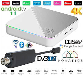 Медіаплеєр Homatics Box R 4K Plus Android TV з сертифікацією Google і Netflix + DVB-T2/C Тюнер