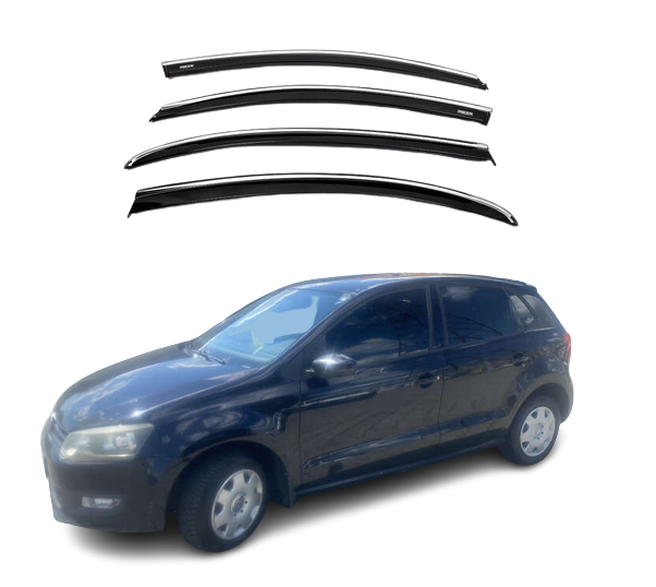 Дефлектори на вікна з хромом молдингом Volkswagen Polo 2017 -> Хетчбек/Polo 2009-2017 Хетчбек