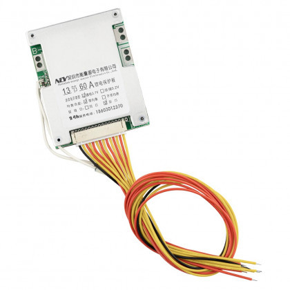 Плата BMS для електротранспорту (Li-ion, 48V, 13S, 60A) з балансиром, фото 1