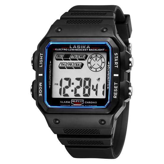Годинник наручний спортивний вологостійкий Lasika Sports W-F117 Чорний з синім ( код: IBW877BZ ), фото 1