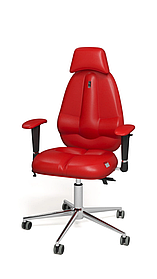 Ергономічне крісло Classic з підголівником хрестовина хром екошкіра Red (Kulik System ТМ)