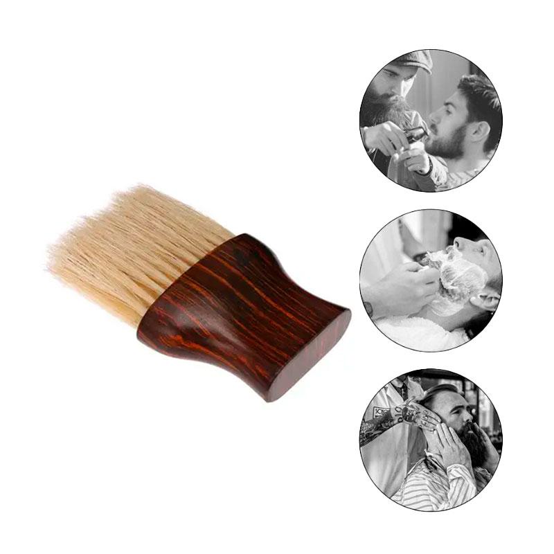 Перукарська щітка-змітка волосся з шиї після стрижки Barber-1 овал ручка дерево світла щетина 14х9.5 см
