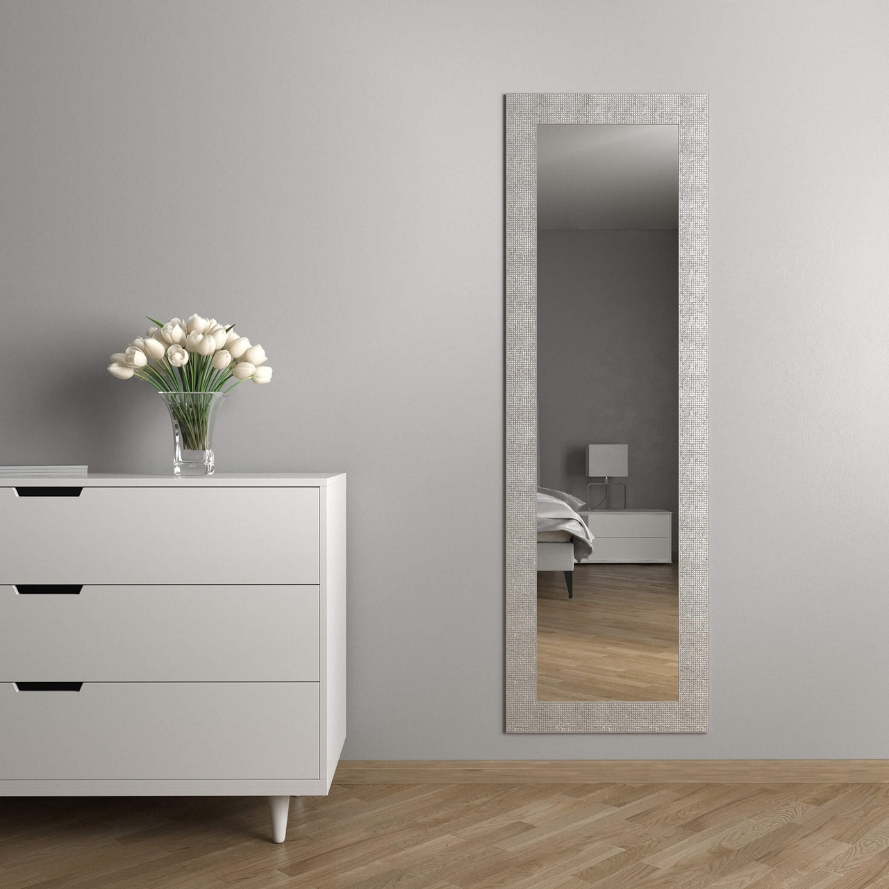 Дзеркало в срібній рамі настінне 176х56 Black Mirror для ванної кімнати вологостійке