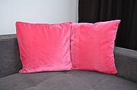 Однотонна велюрова світло-рожева наволочка / подушка / чохол Наволочка+Подушка