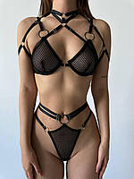 Нижнее белье из сетки. Эротическое белье с ремешками. Интимное бельё. S