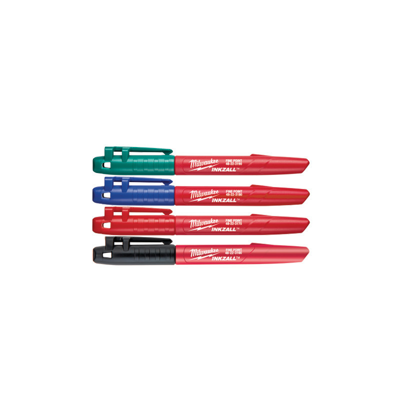 Набір маркерів INKZALL (Синій/Червоний/Зелений/Чорний) MILWAUKEE
