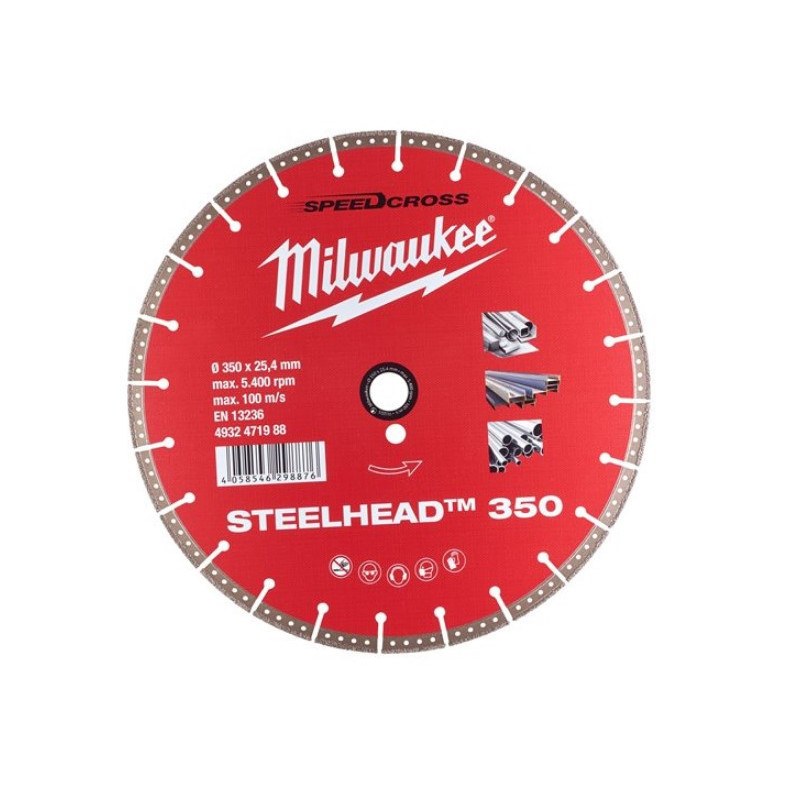 Алмазний диск STEELHEAD 350 для сталі та неіржавкої сталі MILWAUKEE