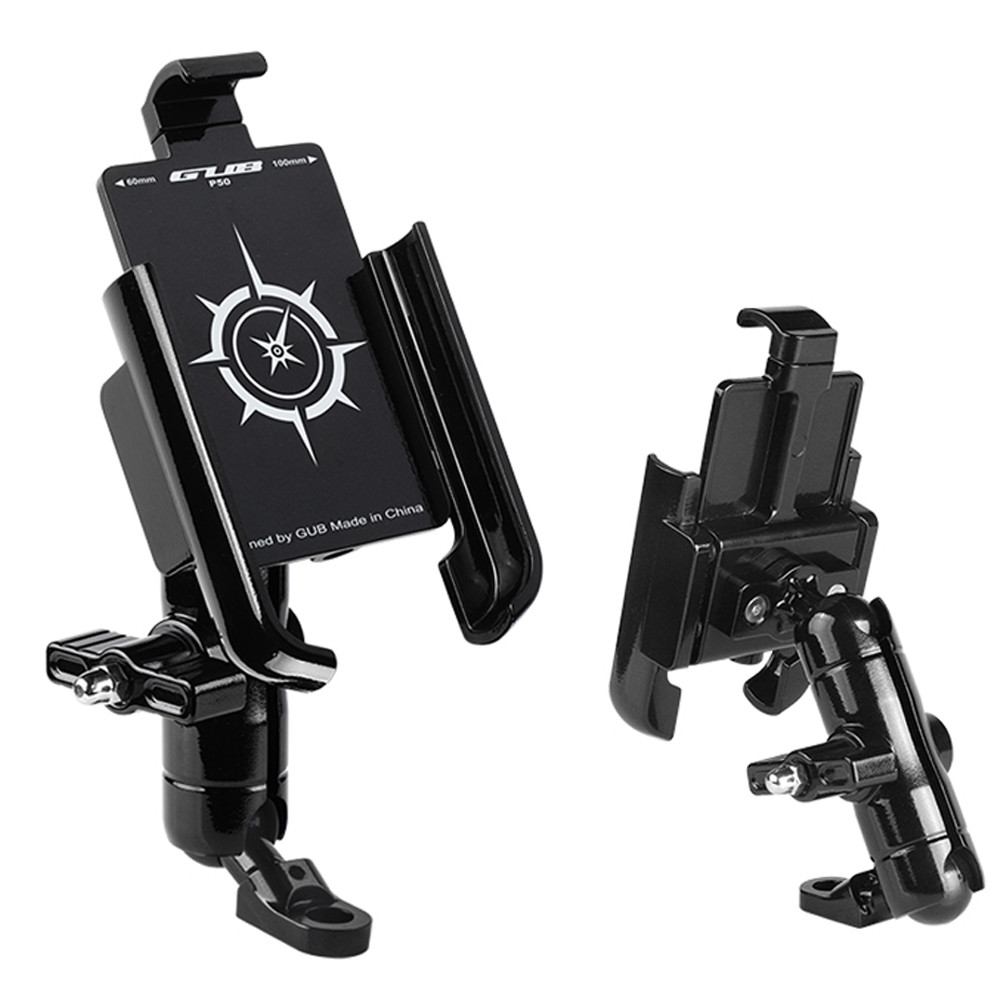 Тримач для телефону на мотоцикл під дзеркало GUB P50 [двоосьове регулювання]
