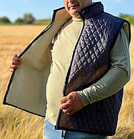 Теплая безрукавка из натуральной овечьей шерсти, Жилетка из овчины балоновая, Жилетки меховые