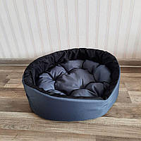 Лежанка для собак и котов 40х30см лежак для маленьких собак и щенков серый с черным