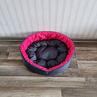 Лежак для собак и кошек 40х30см лежанка для маленьких собак и щенков серый с розовым