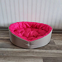 Лежак для собак и кошек 40х30см лежанка для маленьких собак и щенков бежевый с розовым