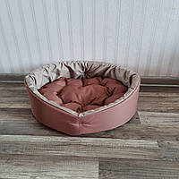 Лежак для собак и кошек 40х30см лежанка для маленьких собак и щенков цвет мокко с бежевым