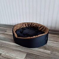 Лежак для собак и кошек 40х30см лежанка для маленьких собак и щенков цвет черный с койот