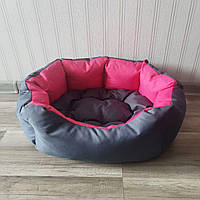 Лежак для собак щенков 45х55см серый с розовым