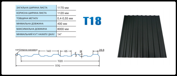 Металлопрофиль Т-18 стеновой перевернутый без микропрофилирования ARVEDI - PEMA 0,45 mm RAL - фото 5 - id-p1894372387
