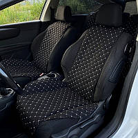 Накидки на сиденья авто алькантара (эко-замша) Цвет черный с белой ниткой. Комплект на все сиденья.