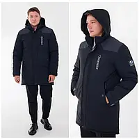 Мужская зимняя удлиненная куртка парка. Зимняя мужская классическая длинная курточка р-46,48,50,52,54,56 синяя
