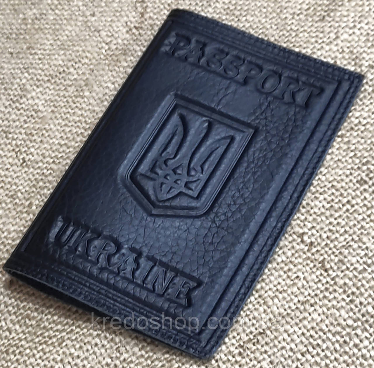 Обкладинка для паспорта шкіряна коричнева 13*9*1 (Україна)