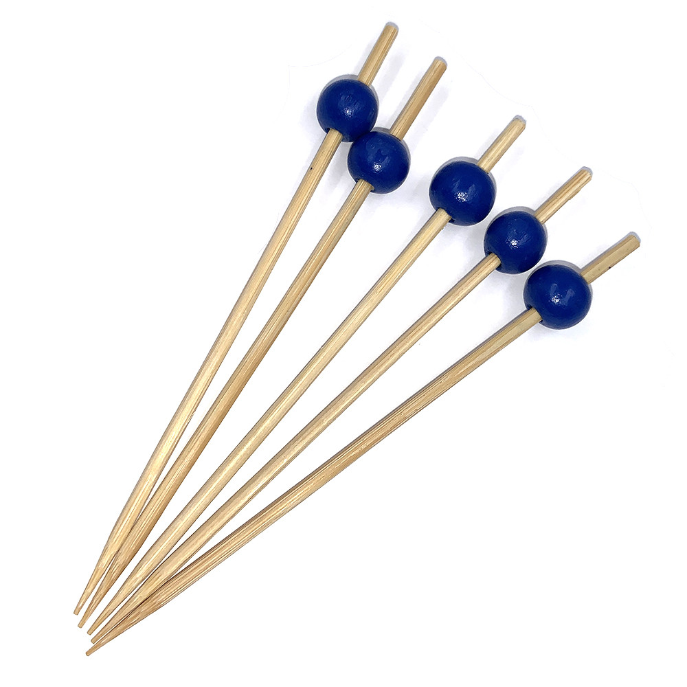 Купить Шпажки коктейльные деревянные с синим шариком 12 см, 100 шт ...