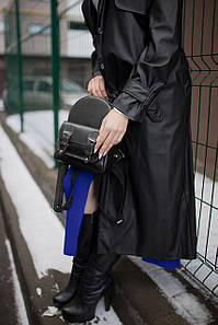 Жіночий шкіряний рюкзак Бургунді, натуральна шкіра Італійський краст, колір Чорний