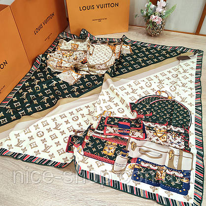 Хустка Louis Vuitton шовкова з ручною підшивкою, фото 6