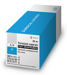 Шовний матеріал Медітек капрон USP 2/0 (М3), кручений, незабарвлений, 200 м, без голки - NT-20482