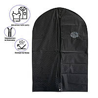 Чехол для хранения одежды с окошком "Диагональная полоска" Черный 97х59 см, чехол для костюма на молнии (GK)