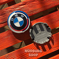 Юбилейные колпачки заглушки в центр диска BMW 50 year anniversary 68 мм E39 E46 E53 E60 E70 E71 E90 E91 F01