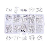 Набір фурнітури Finding Органайзер основи для сережок піни карабіни кільця затискачі Сріблястий