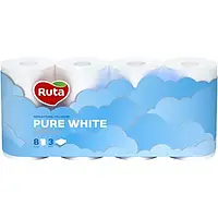 Туалетний папір Ruta Pure White 3сл 8шт/уп білий