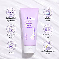 Слабокислотный гель с азуленом и улиткой TIAM Snail Azulene Low pH 5.5 Cleanser 200мл