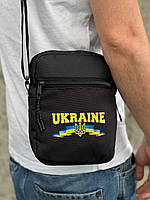 Барсетка через плечо \ сумка мессенджер \ бананка "Ukraine" черная с патриотическим принтом