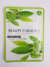 Маска для обличчя з зеленим чаєм, тканинна, Beauty Friends