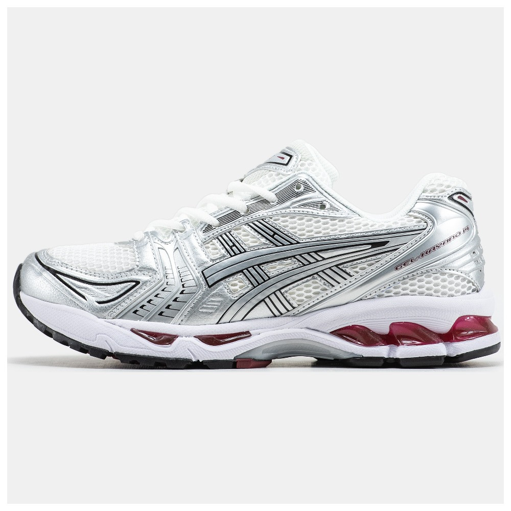 Чоловічі кросівки Asics Gel-Kayano 14 Silver Red, серебристі шкіряні кросівки асікс гель каяно 14 червоні