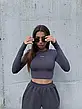 Жіночий кроп-топ із довгим рукавом сірий, фото 8
