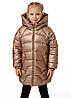 Куртка зимова на екопусі для маленьких дівчаток дитяча пуховик зимовий пальто Zlata Бронзовий Nestta на зиму, фото 3
