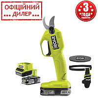 Секатор аккумуляторный Ryobi RY18SCA-115P (25 мм, 18 В, 1,5 Ач, кобура, точильный камень) секатор для дома