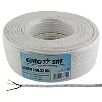 Кабель сигнальний 2x0,22 СU без екрана EUROSAT, білий, 100 м